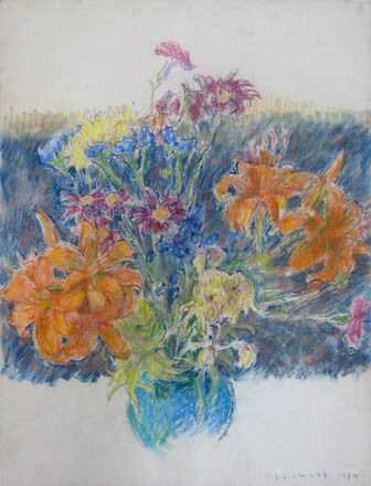 Joseph Plaskett, OC artwork 'Flowers in Blue Vase' at Gallery78 Fredericton, New Brunswick