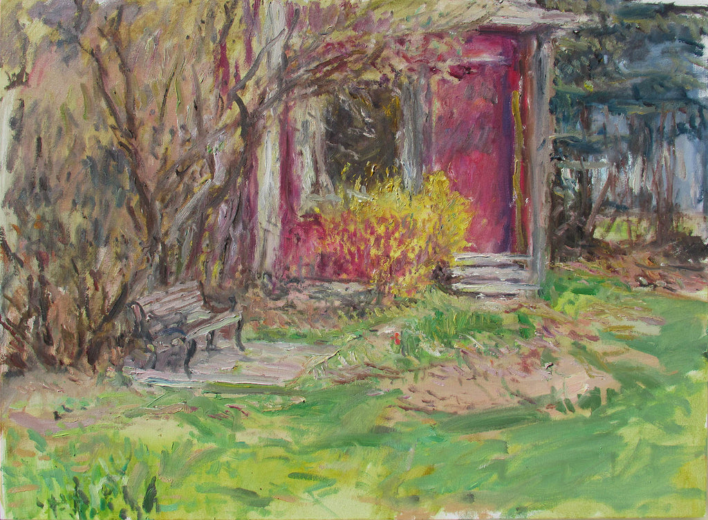 Stephen May artwork 'Forsythia in Bloom' at Gallery78 Fredericton, New Brunswick