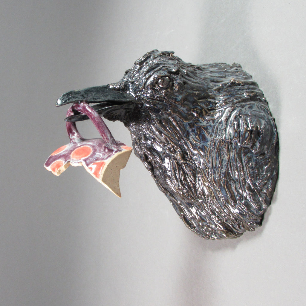 Marla Benton artwork 'Crow Head with Treasure' at Gallery78 Fredericton, New Brunswick