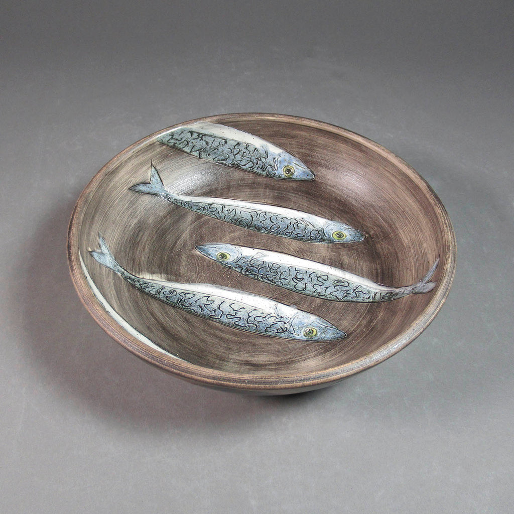 Marla Benton artwork 'Mackerel Thrown Round Serving Bowl' at Gallery78 Fredericton, New Brunswick