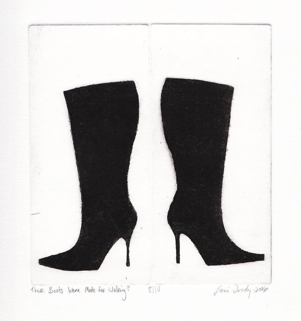 Lori Doody artwork 'These Boots Were Made for Walking?' at Gallery78 Fredericton, New Brunswick
