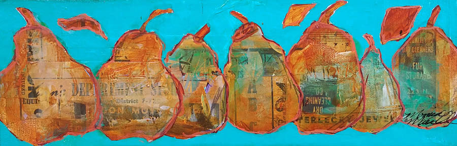 Monica Macdonald artwork 'Pear Line Up' at Gallery78 Fredericton, New Brunswick