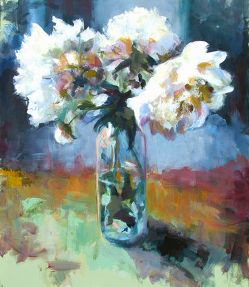 Amber Leger artwork 'Three Peonies' at Gallery78 Fredericton, New Brunswick