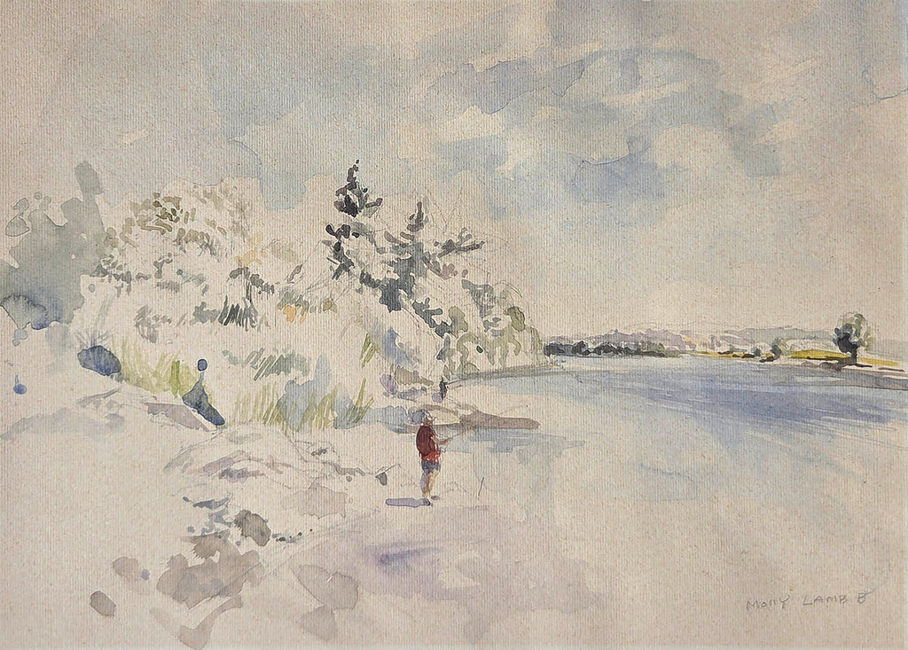 Molly Lamb Bobak artwork 'Bruno and Marjory Fishing' at Gallery78 Fredericton, New Brunswick