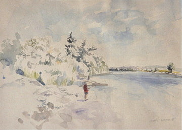 Molly Lamb Bobak artwork 'Bruno and Marjory Fishing' at Gallery78 Fredericton, New Brunswick