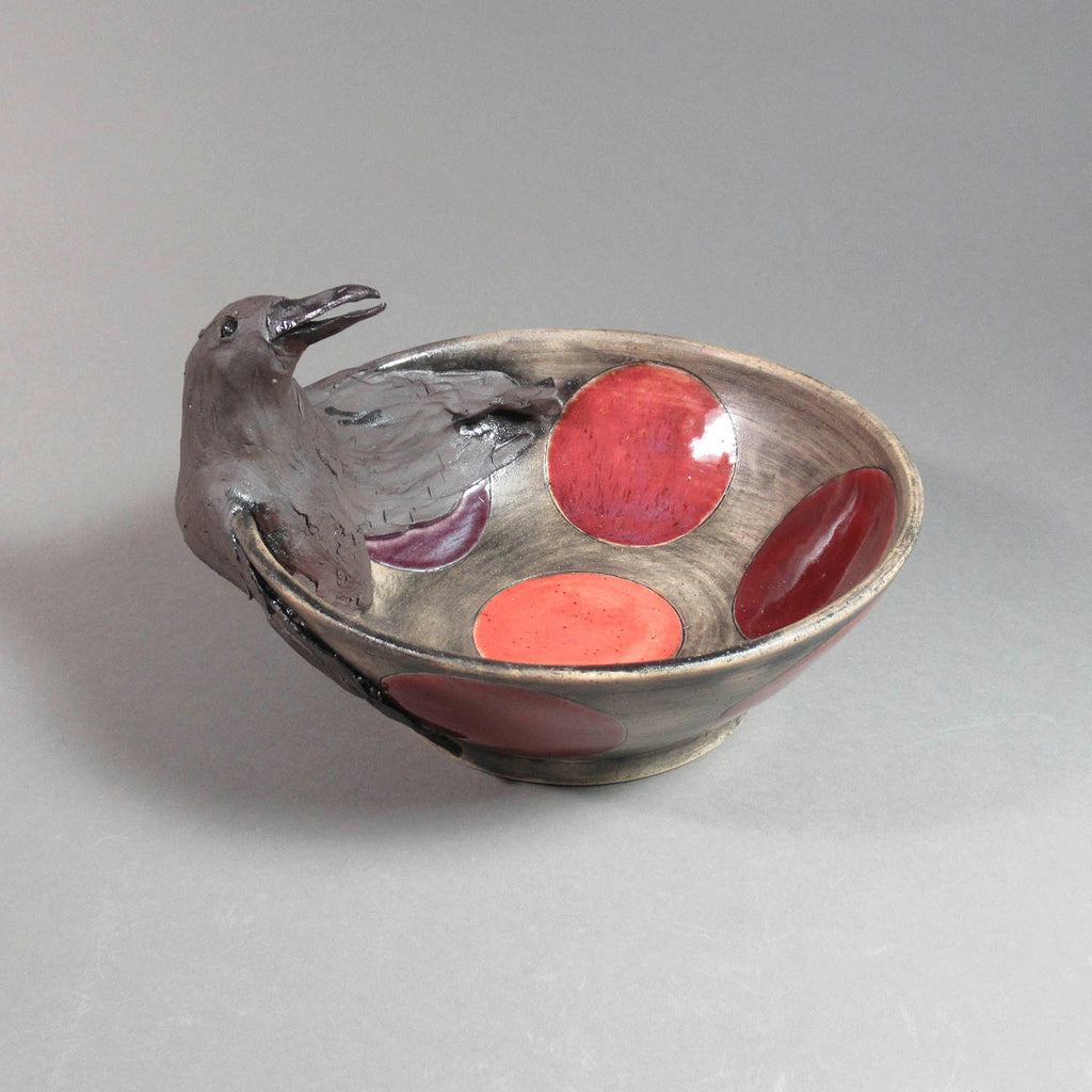 Marla Benton artwork 'Serving Bowl with Crow Sculpture' at Gallery78 Fredericton, New Brunswick