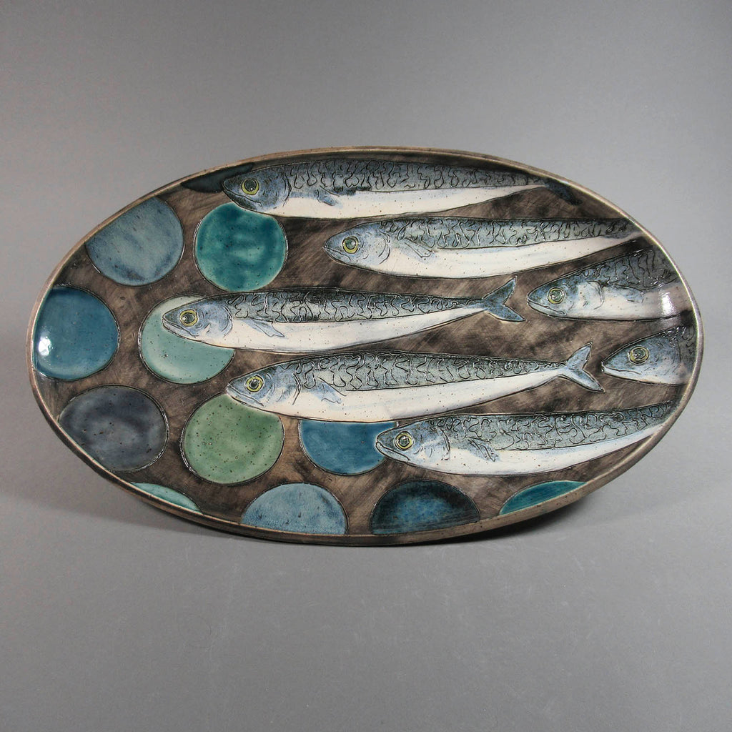 Marla Benton artwork 'Mackerel - Large Oval Platter (horizontal pattern)' at Gallery78 Fredericton, New Brunswick