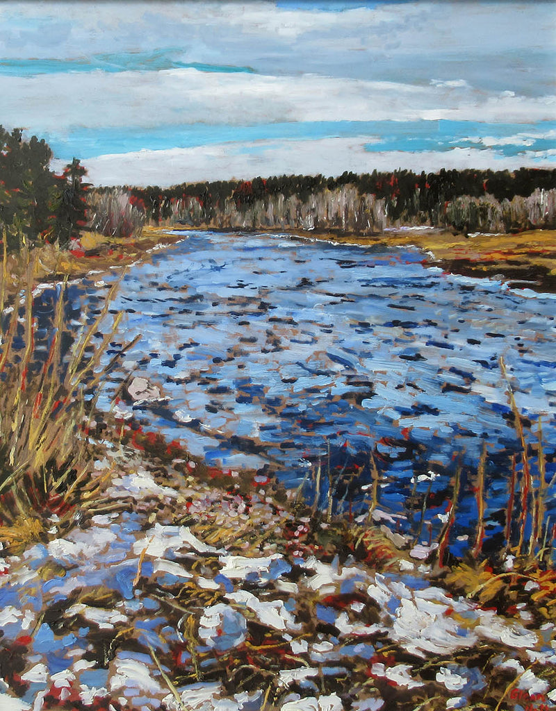 Glenn Hall artwork 'The Little Southwest Miramichi at Dennis's' at Gallery78 Fredericton, New Brunswick