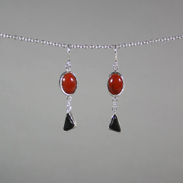 Ann Fillmore artwork 'Mex Fire Opal and Obsidian Earrings' at Gallery78 Fredericton, New Brunswick