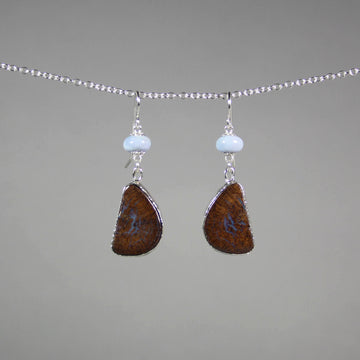 Ann Fillmore artwork 'Bolder and Owyhee Opal Earrings' at Gallery78 Fredericton, New Brunswick