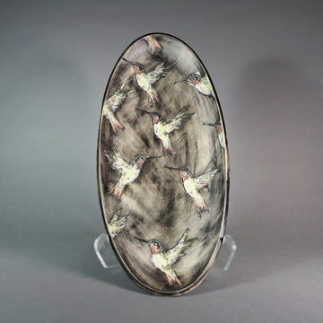 Marla Benton artwork 'Hummingbird Large Skinny Oval Platter' at Gallery78 Fredericton, New Brunswick