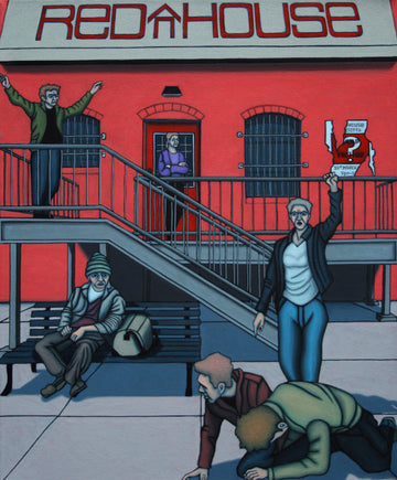 Paul Mathieson artwork 'Rumble Outside the Red House' at Gallery78 Fredericton, New Brunswick