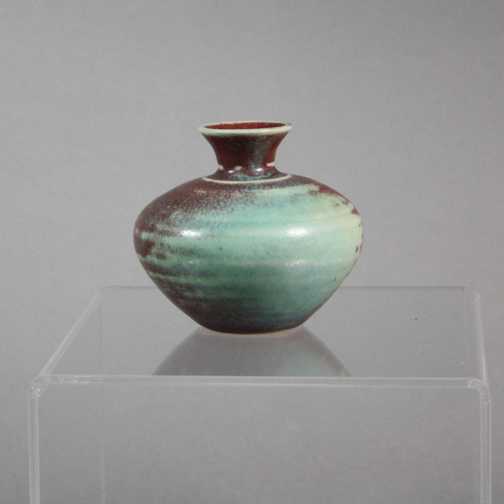 Deichmann Pottery artwork 'Red and Blue Bud Vase (Small)' at Gallery78 Fredericton, New Brunswick