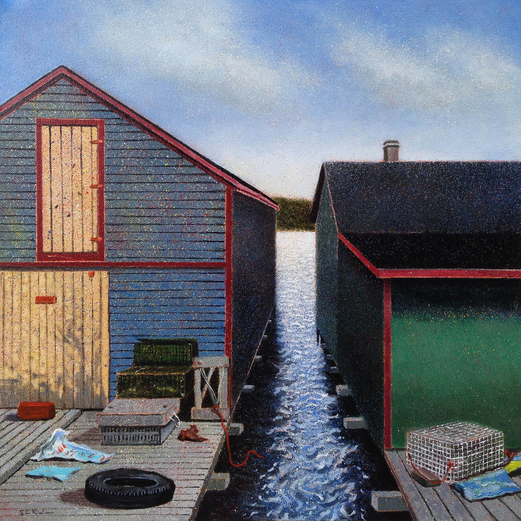 Steven Rhude artwork 'Between Sheds' at Gallery78 Fredericton, New Brunswick