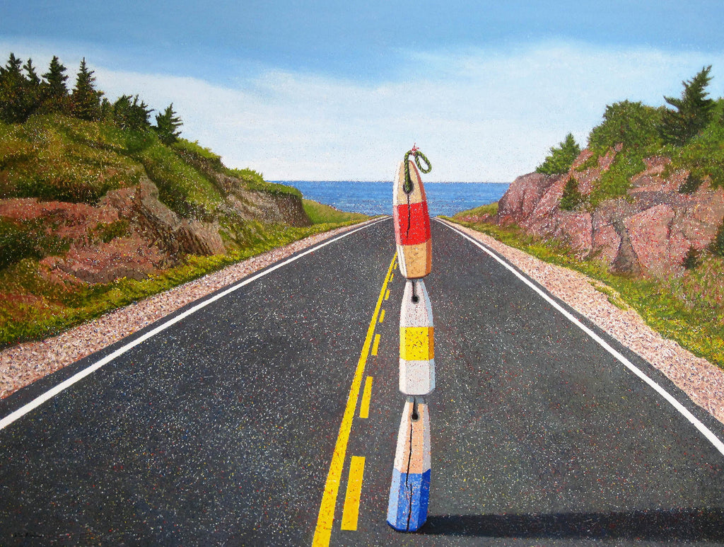 Steven Rhude artwork 'Equilibrium, Buoys on a Road' at Gallery78 Fredericton, New Brunswick