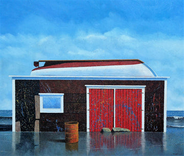 Steven Rhude artwork 'After the Storm, Up on the Roof' at Gallery78 Fredericton, New Brunswick