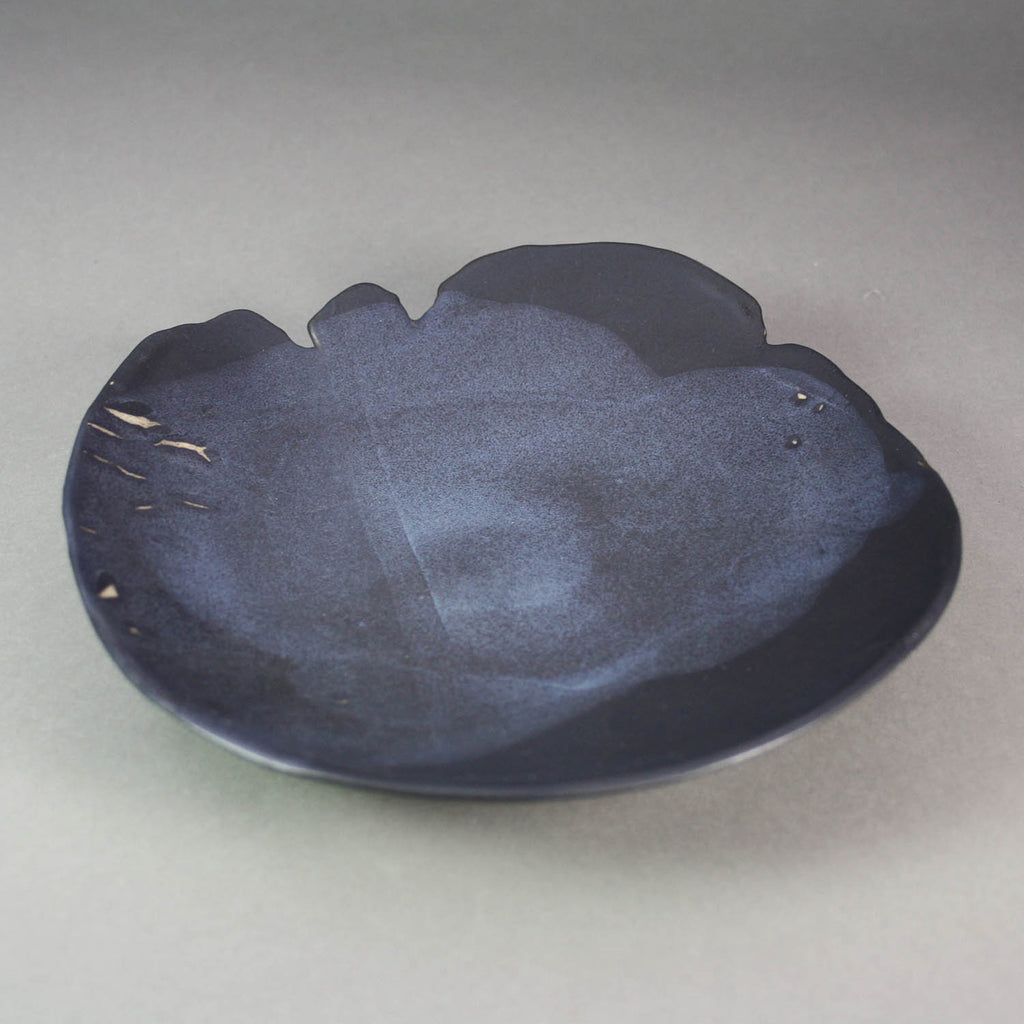 Heather Waugh Pitts artwork 'Black Porcelain Plate with Dark Blue Glaze II' at Gallery78 Fredericton, New Brunswick