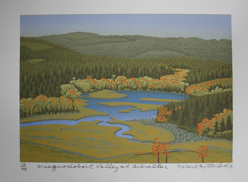 Robert Rutherford artwork 'Musquodoboit Valley at Gibraltor' at Gallery78 Fredericton, New Brunswick