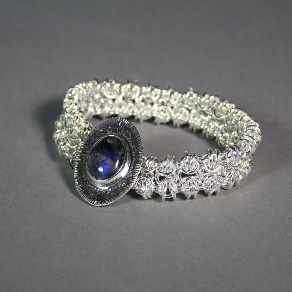 Ann Fillmore artwork 'Fine Silver Bracelet with Labradorite Clasp' at Gallery78 Fredericton, New Brunswick