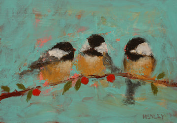 Paul Healey artwork 'Autumn Chickadees' at Gallery78 Fredericton, New Brunswick