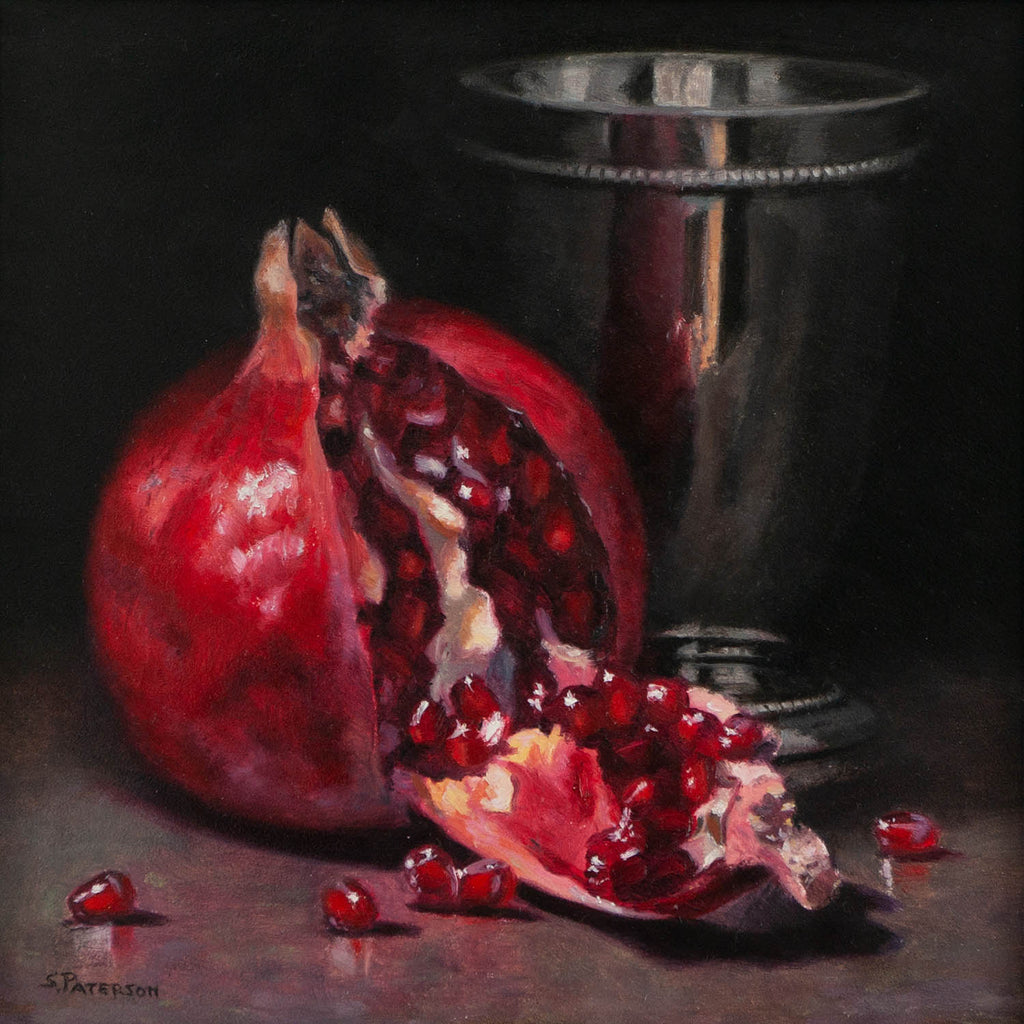 Susan Paterson artwork 'Pomegranate and Silver Cup' at Gallery78 Fredericton, New Brunswick