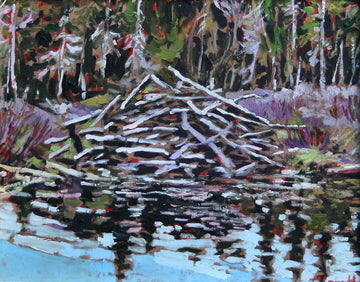 Glenn Hall artwork 'Backland Beaver Lodge' at Gallery78 Fredericton, New Brunswick