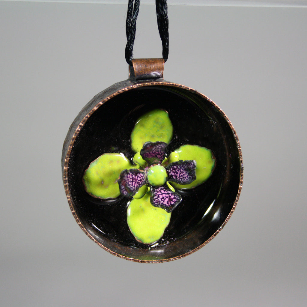 Ann Fillmore artwork 'Enamelled Flower Ornament: Purple Bloom (2 in. diameter)' at Gallery78 Fredericton, New Brunswick