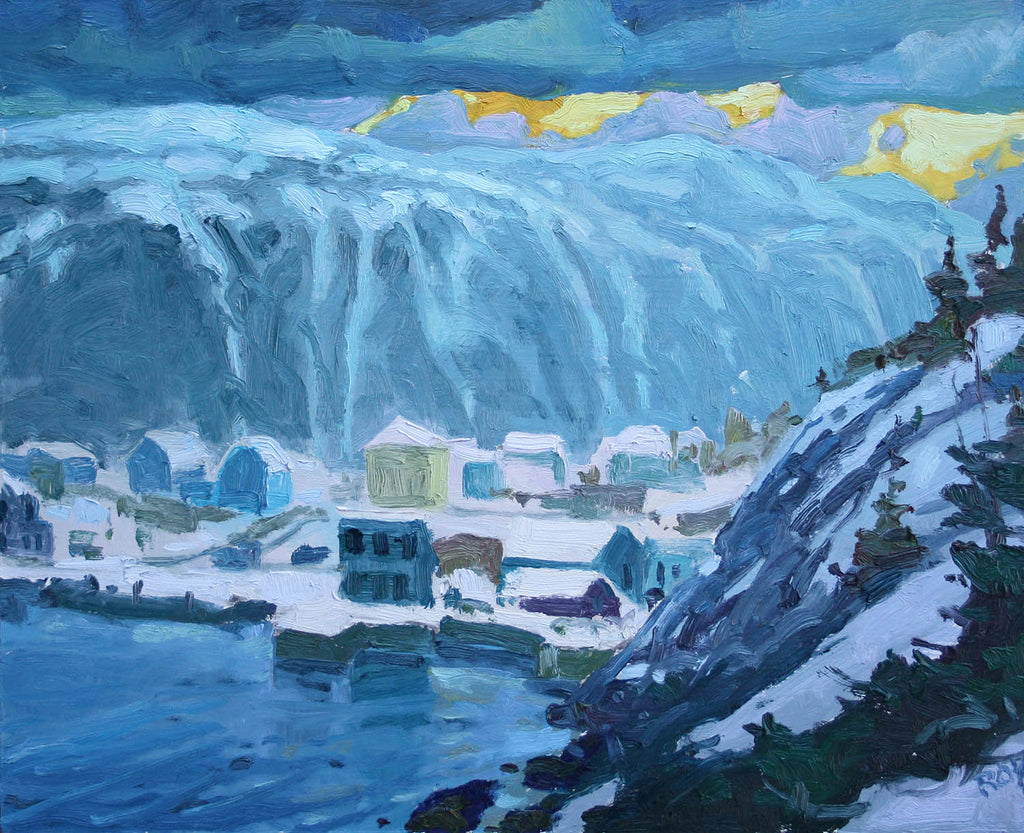 Réjean Roy artwork 'Newfoundland Village' at Gallery78 Fredericton, New Brunswick