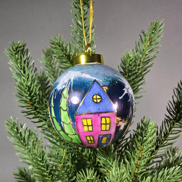 Isabelle Lafargue artwork 'Christmas Ornament - Village at Night' at Gallery78 Fredericton, New Brunswick