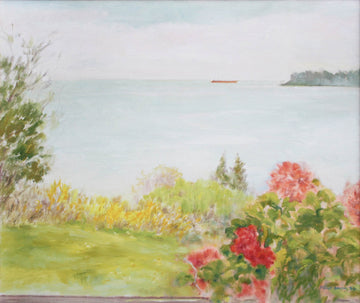 Peggy Smith artwork 'Geraniums by the Sea' at Gallery78 Fredericton, New Brunswick