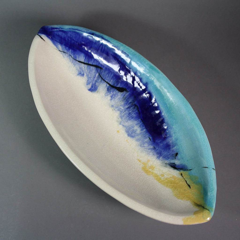 Karen Burk artwork 'Abstract Series: Oval Platter with Pedestal' at Gallery78 Fredericton, New Brunswick