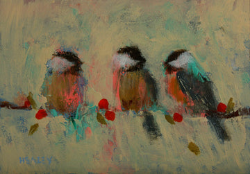 Paul Healey artwork 'Chickadees with Pale Sky' at Gallery78 Fredericton, New Brunswick