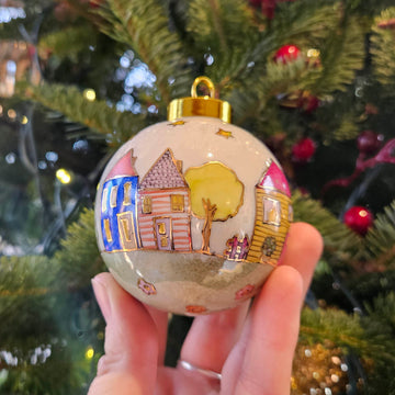 Isabelle Lafargue artwork 'Christmas Ornament: Houses and Trees' at Gallery78 Fredericton, New Brunswick