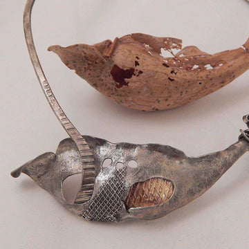 Clare Bridge artwork 'Neckpiece with Pitcher Plant Pod' at Gallery78 Fredericton, New Brunswick