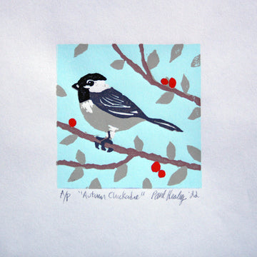 Paul Healey artwork 'Autumn Chickadee' at Gallery78 Fredericton, New Brunswick