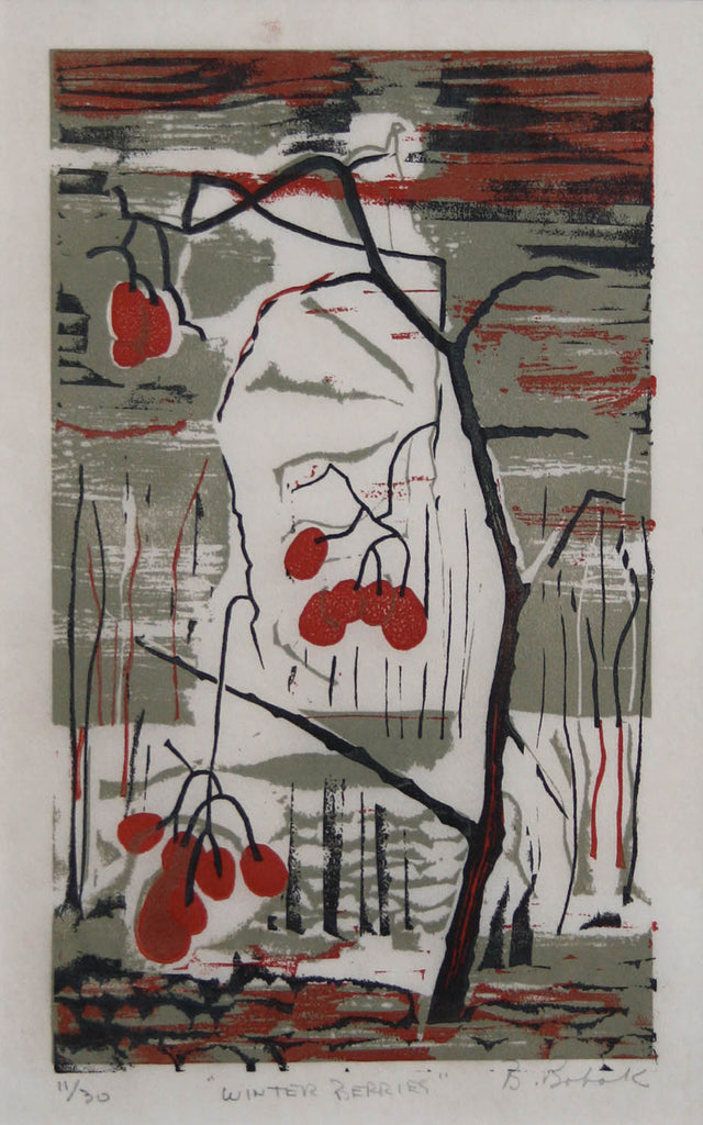 Bruno Bobak artwork 'Winter Berries' at Gallery78 Fredericton, New Brunswick