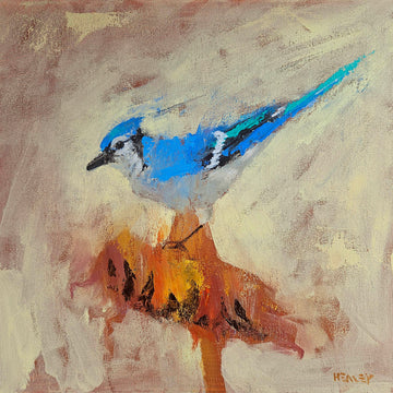 Paul Healey artwork 'Blue Jay and Sunflower' at Gallery78 Fredericton, New Brunswick