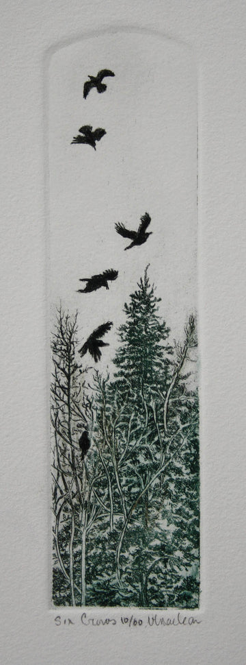 Vicki MacLean artwork 'Six Crows' at Gallery78 Fredericton, New Brunswick