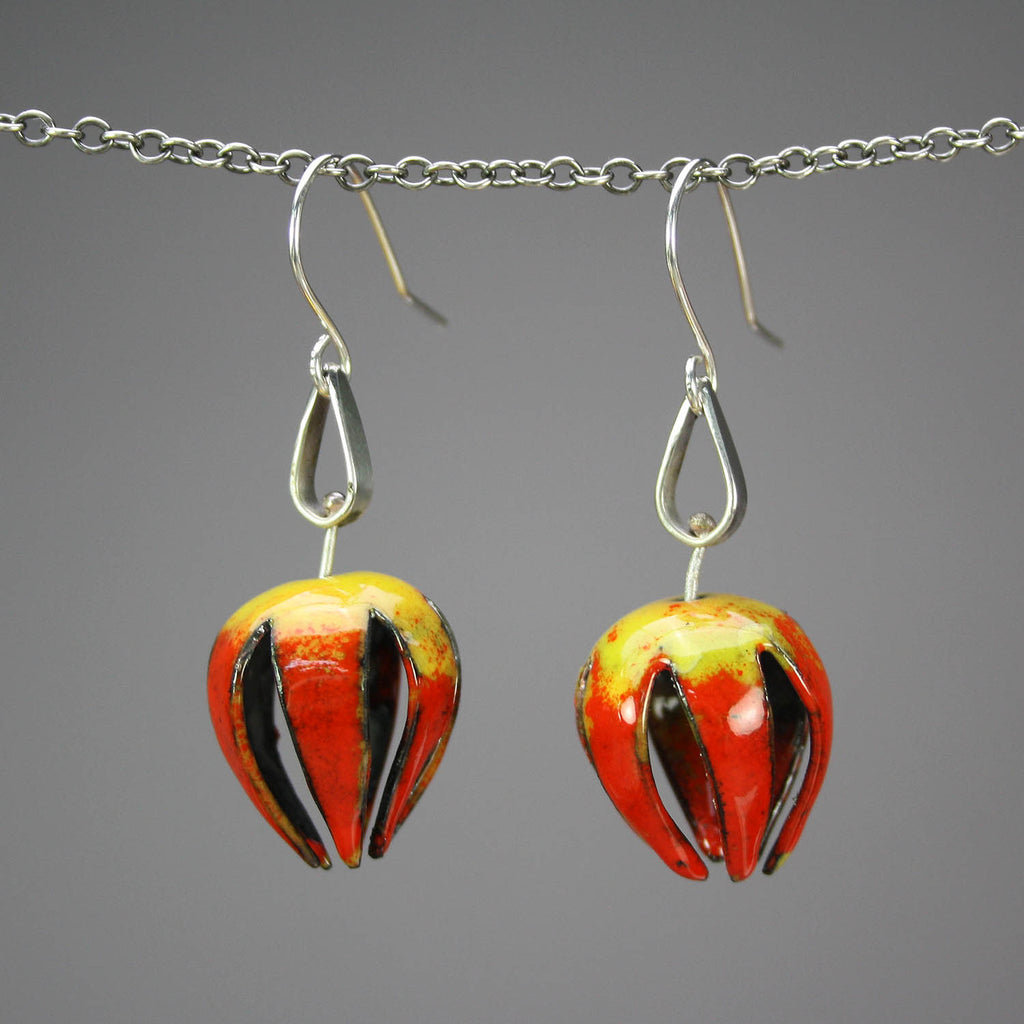 Marianna Lewis artwork 'Lewis Lantern Enamelled Earrings' at Gallery78 Fredericton, New Brunswick