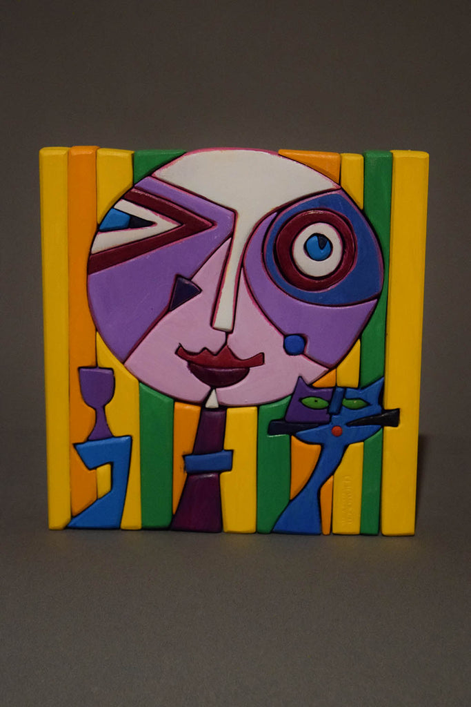 Werner Arnold artwork 'Blonde with Cat' at Gallery78 Fredericton, New Brunswick