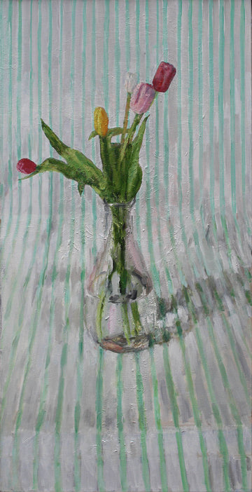 Stephen May artwork '5 Tiny Tulips in a Glass Vase' at Gallery78 Fredericton, New Brunswick