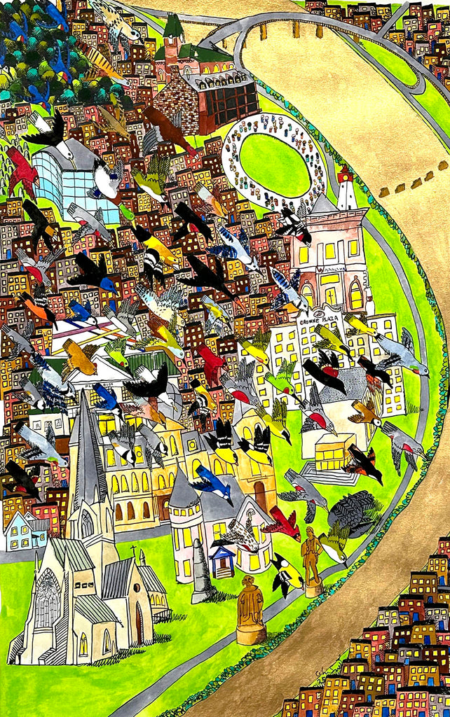 Colin Smith artwork 'Downtown Flyover' at Gallery78 Fredericton, New Brunswick