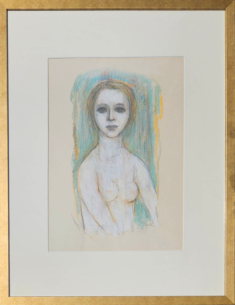 Miller Brittain artwork 'Young Girl - Green Background' at Gallery78 Fredericton, New Brunswick