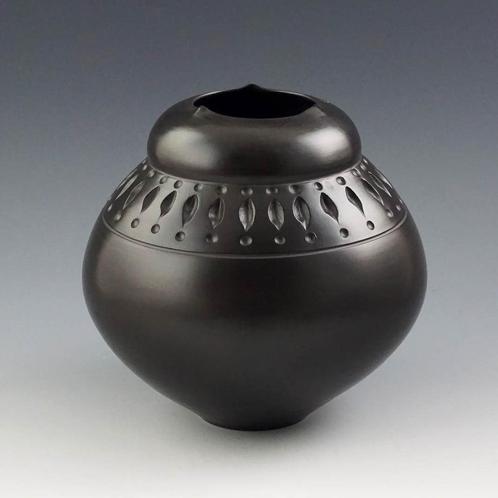 Judy Blake artwork 'Smoke-Fired Carved Vessel' at Gallery78 Fredericton, New Brunswick