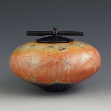 Judy Blake artwork 'Saggar-fired Lidded Vessel IV' at Gallery78 Fredericton, New Brunswick