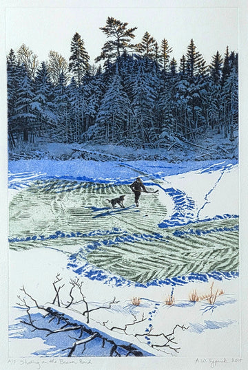 Anna Syperek artwork 'Skating on the Beaver Pond' at Gallery78 Fredericton, New Brunswick