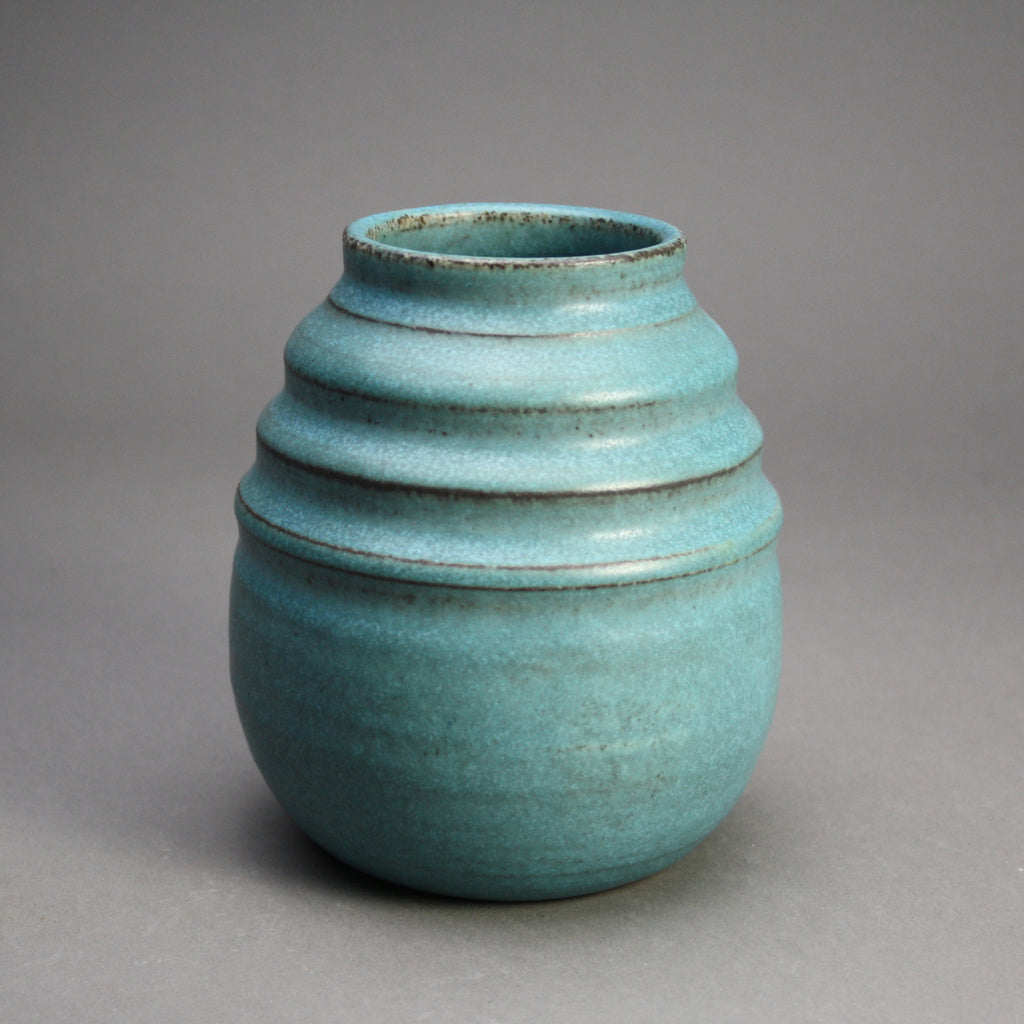 Deichmann Pottery artwork 'Blue Vase with Ridges' at Gallery78 Fredericton, New Brunswick