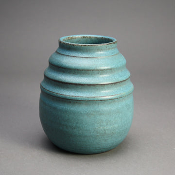 Deichmann Pottery artwork 'Blue Vase with Ridges' at Gallery78 Fredericton, New Brunswick