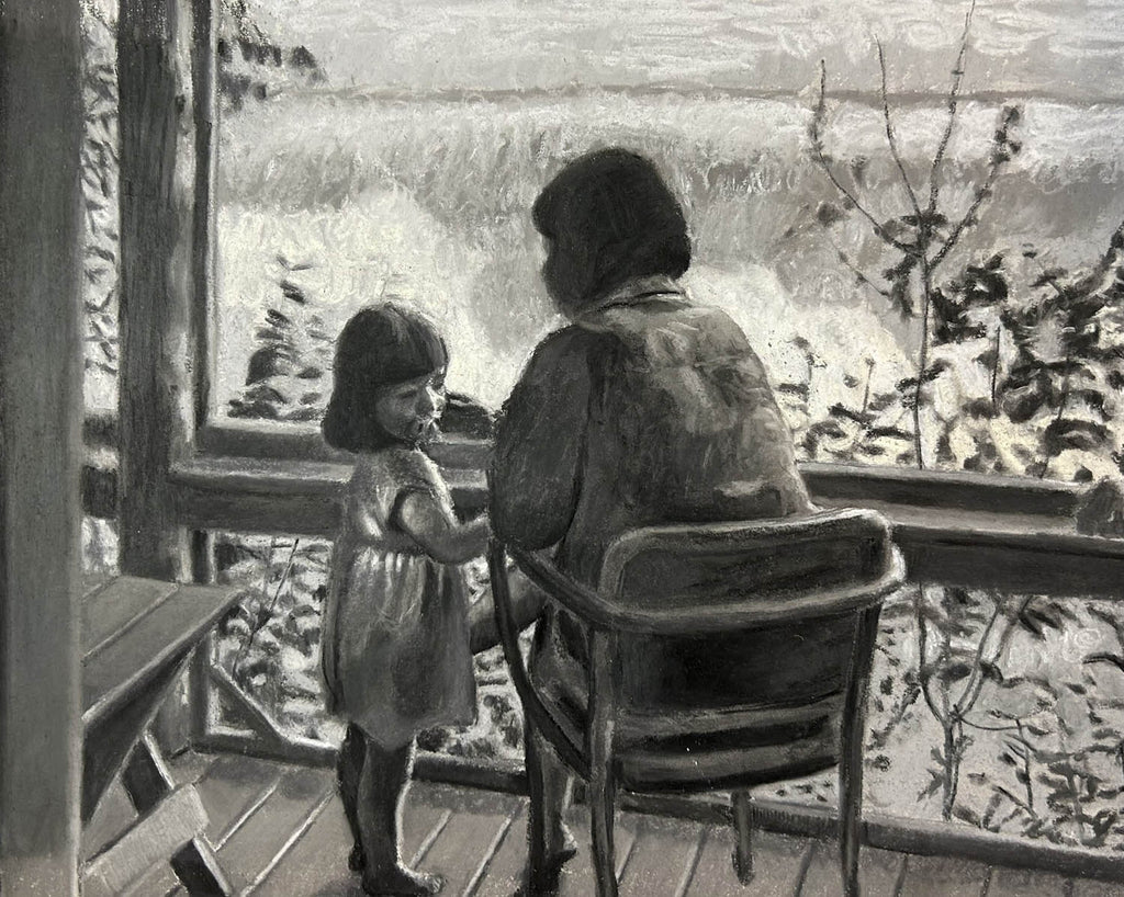 Stephanie Weirathmueller artwork 'At the Camp, Frankie and Steph' at Gallery78 Fredericton, New Brunswick