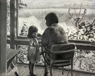 Stephanie Weirathmueller artwork 'At the Camp, Frankie and Steph' at Gallery78 Fredericton, New Brunswick